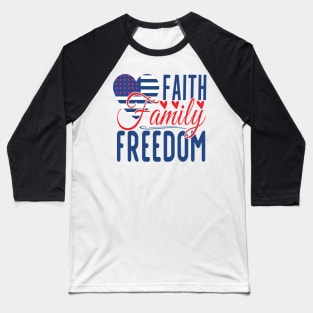 Patriotic Shirts for Men & Women American Flag Shirt Faith Family Freedom Graphic Tee USA Star Stripes Baseball T-Shirt